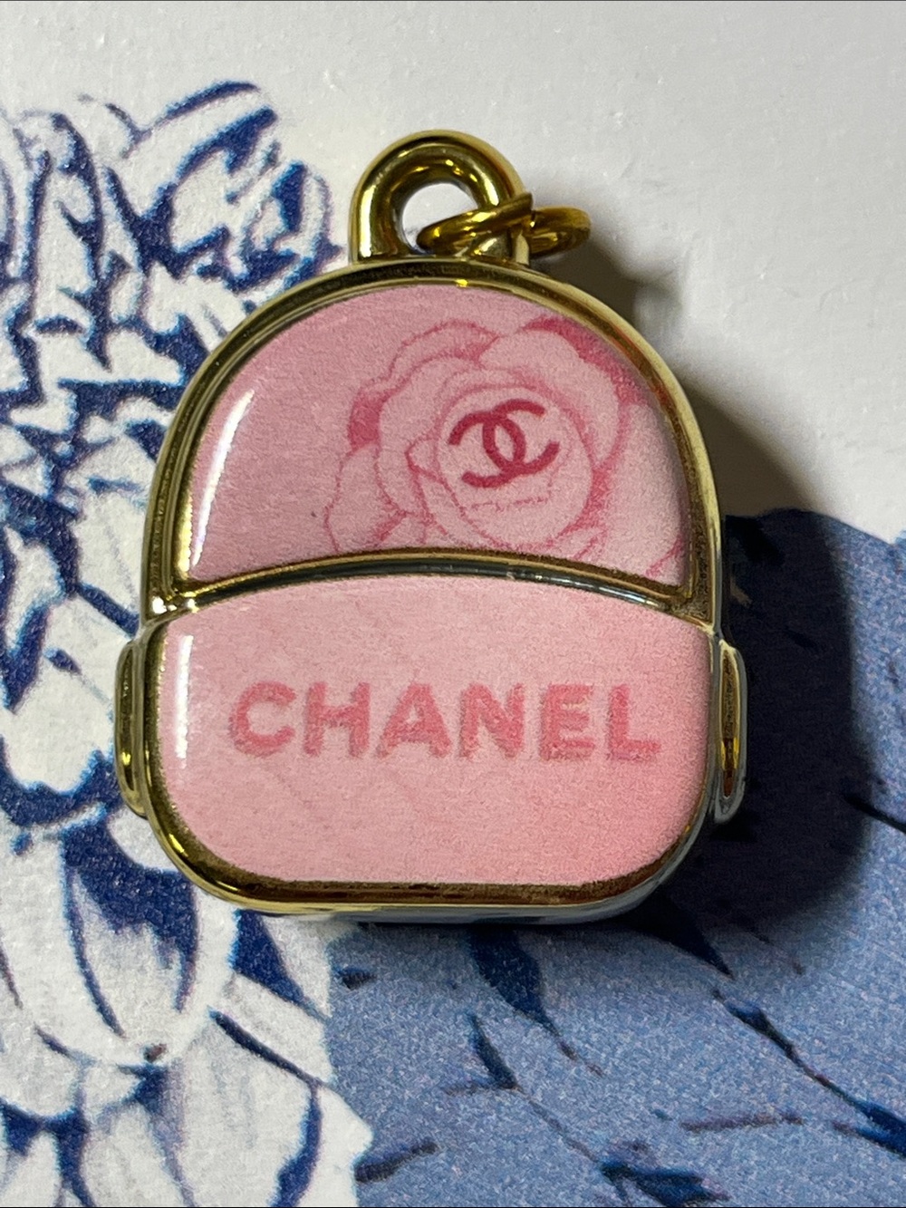Fashion Pink Charm /pendant with Gold Trim